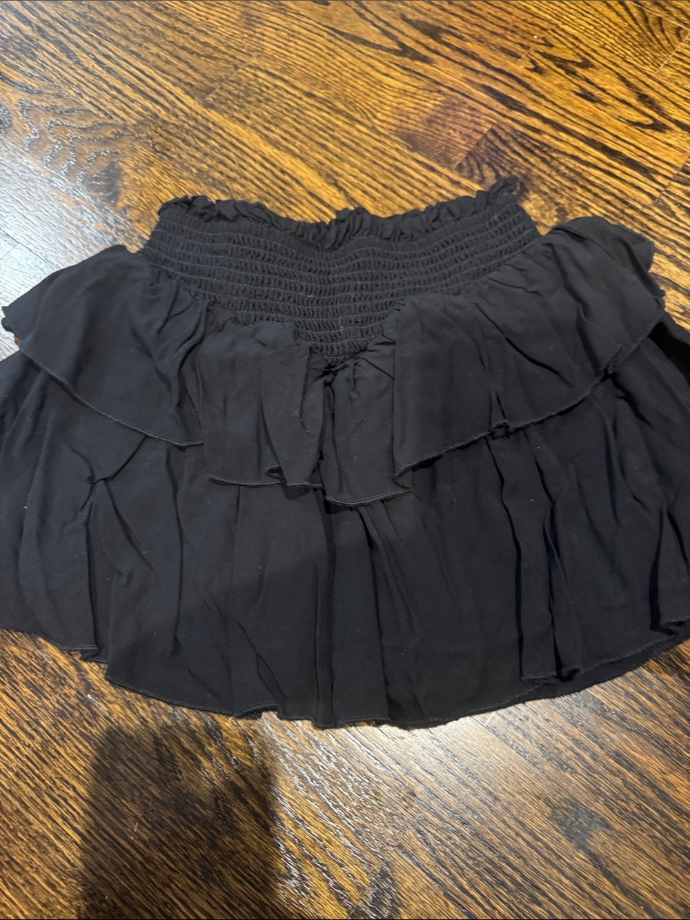 Katie J NYC Black Smocked Tiered Mini Skirt size girls L